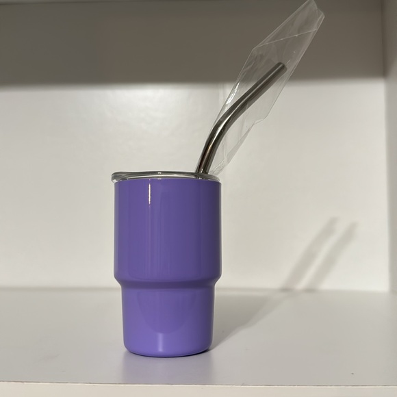 Tiny tumbler shot tumbler stainless steel in purple includes straw - Picture 6 of 11